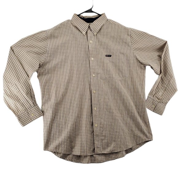 Chaps Shirt Men's Casual Button Up Long Sleeve Collared Plaid White Extra Large - Picture 1 of 11